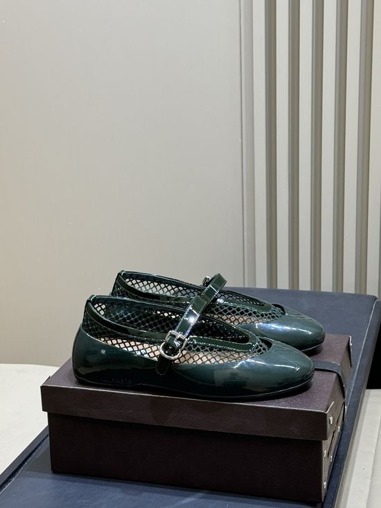 Alaia Mesh Ballet Flats with Rhinestone Buckle Detail