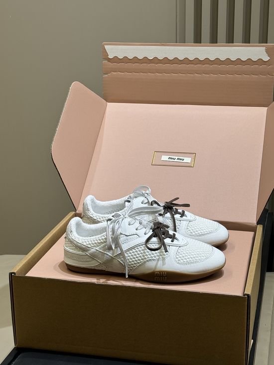 Miu Miu Mesh Breathable Training Shoes with Suede Accents