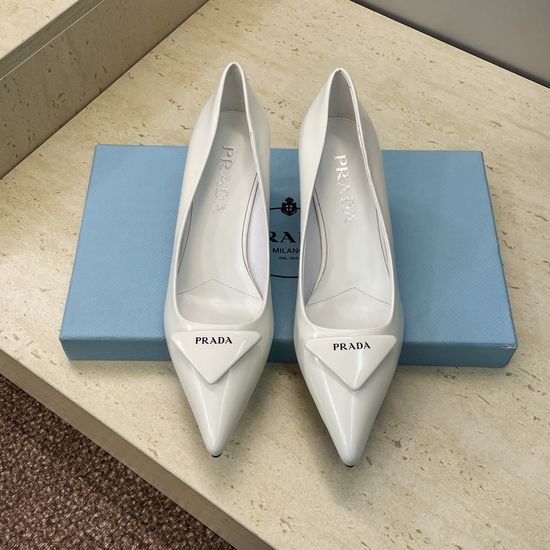 Prada Low-heeled Pointed-toe Shoes with Triangle Badge