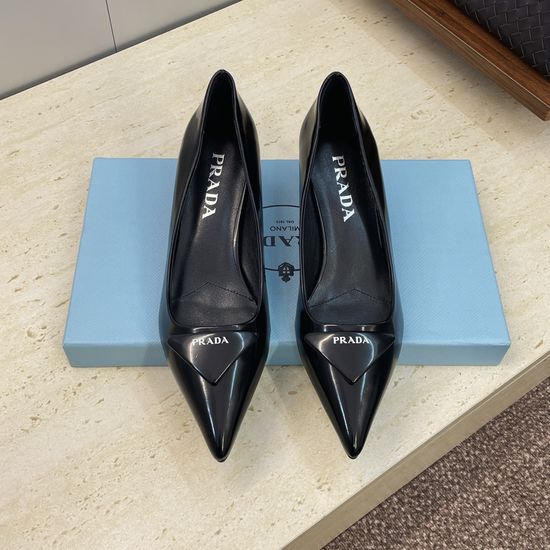 Prada Low-heeled Pointed-toe Shoes with Triangle Badge