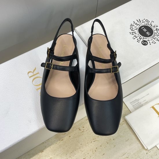 Christian Dior CD Flat Square-Toe Mary Jane Shoes with CD Logo Buckle