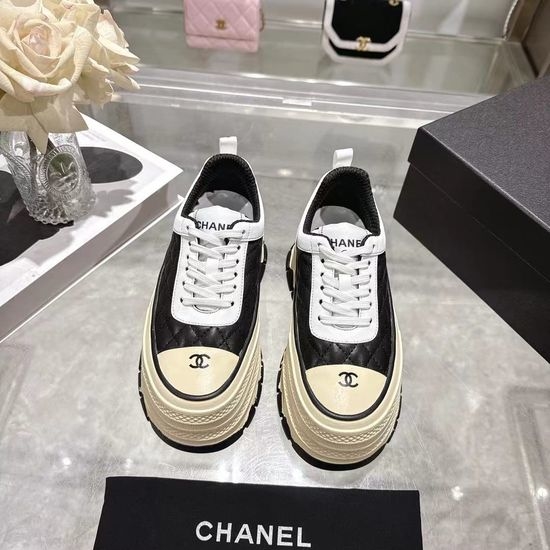 Chanel Versatile Casual Leather Shoes Embossed Logo Durable Sole