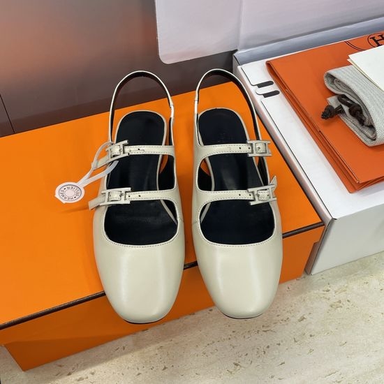 Hermes Custom Flat Backless Loafers with Enamel Buckle