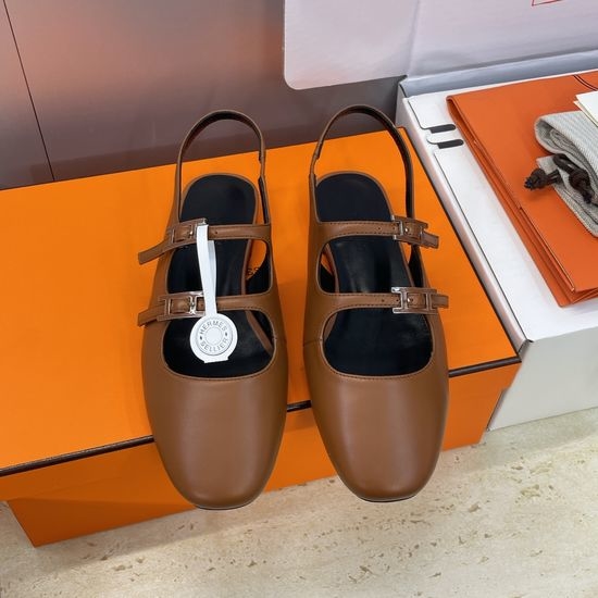Hermes Custom Flat Backless Loafers with Enamel Buckle