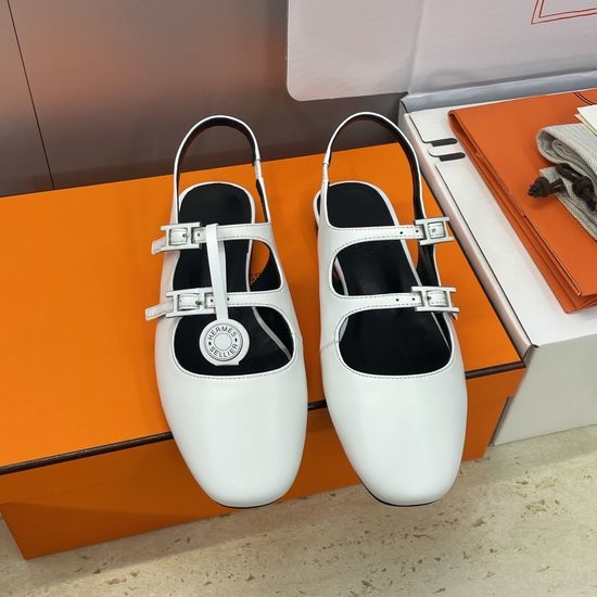 Hermes Custom Flat Backless Loafers with Enamel Buckle