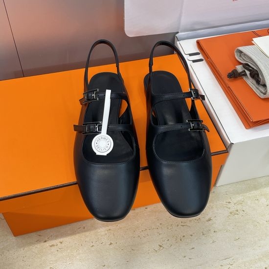Hermes Custom Flat Backless Loafers with Enamel Buckle