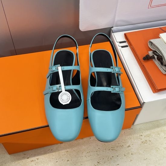 Hermes Custom Flat Backless Loafers with Enamel Buckle