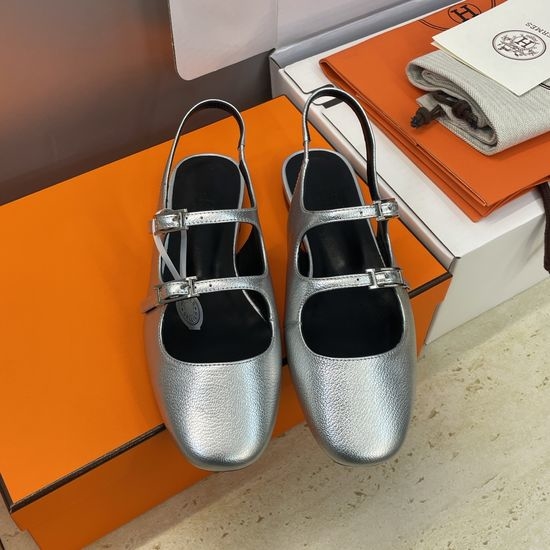 Hermes Custom Flat Backless Loafers with Enamel Buckle