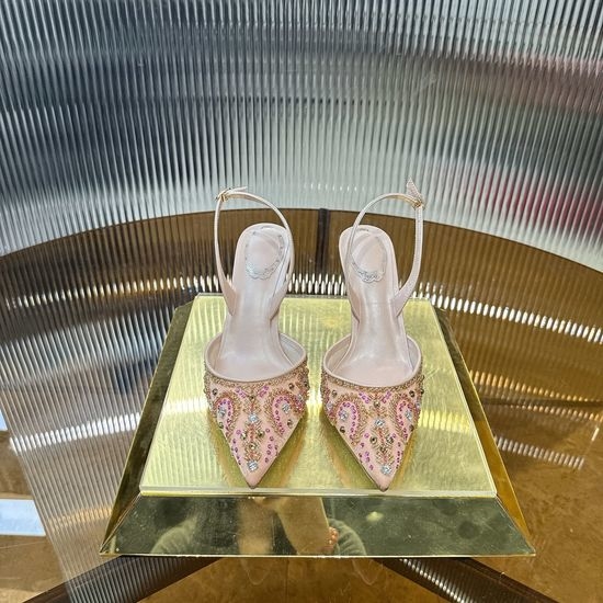 Rene Caovilla Lace Rhinestone Pearl Elegant Wedding Bridal Heels