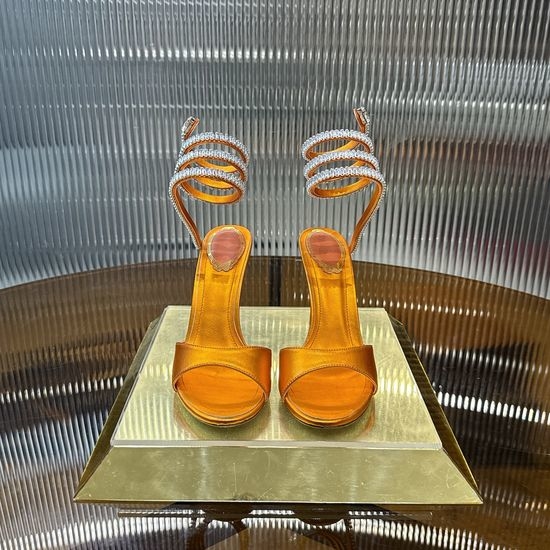 Rene Caovilla Zircon Chain Wrapped Ankle Strap High Heel Sandals