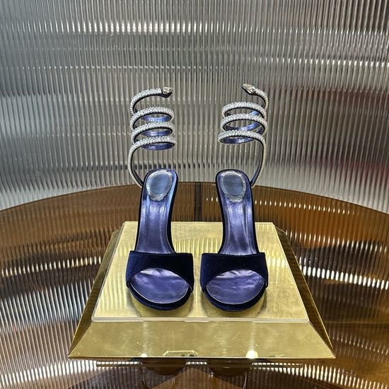 Rene Caovilla Zircon Chain Wrapped Ankle Strap High Heel Sandals