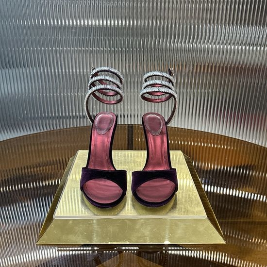 Rene Caovilla Zircon Chain Wrapped Ankle Strap High Heel Sandals