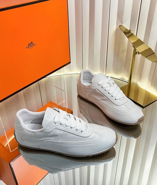 Hermes Premium Leather Casual Trainers with Classic Logo Detail