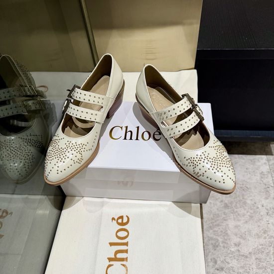 Loewe Riveted Leather Low Heel Comfortable Casual Shoes