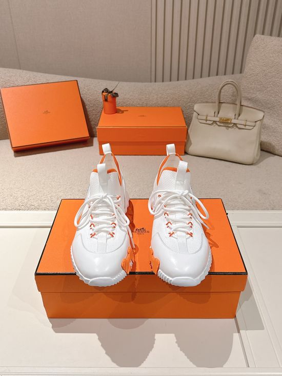 Hermes Casual Chunky Sneakers Breathable Fabric Non Slip Comfortable Footwear