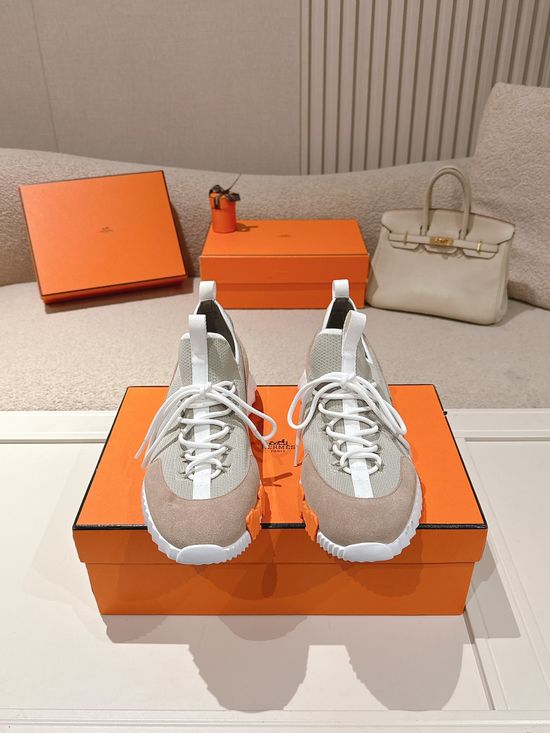 Hermes Casual Chunky Sneakers Breathable Fabric Non Slip Comfortable Footwear