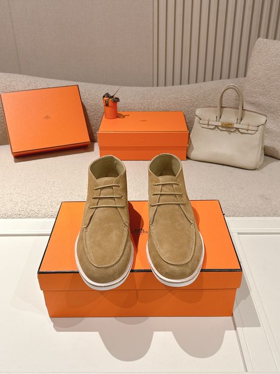 Hermes Premium Suede Leather Derby Shoes Classic Formal Casual Footwear