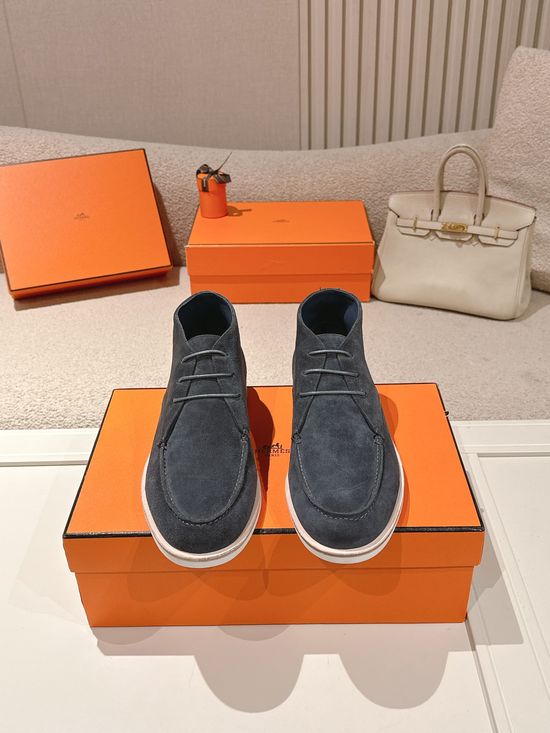 Hermes Premium Suede Leather Derby Shoes Classic Formal Casual Footwear