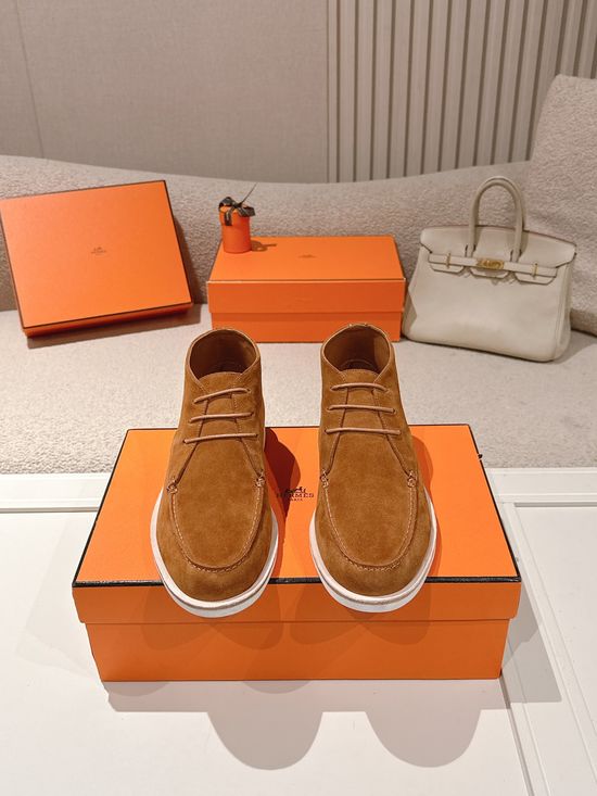 Hermes Premium Suede Leather Derby Shoes Classic Formal Casual Footwear