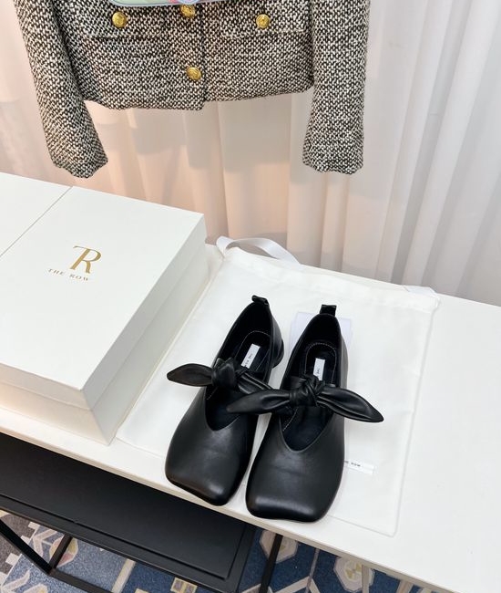 The Row Versatile Leather Flats With Removable Bow