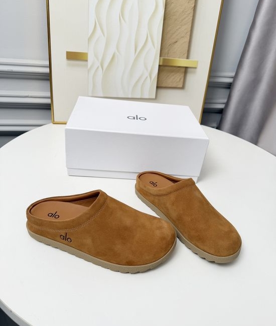 Alo Soft Suede Square Toe Non-slip Flat Mule Shoes