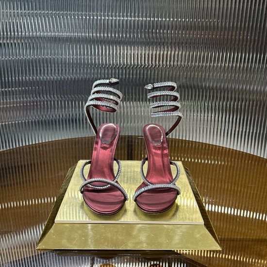 Rene Caovilla Multi-color Zircon Chain Decorated High Heel Sandals