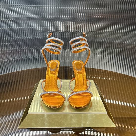 Rene Caovilla Multi-color Zircon Chain Decorated High Heel Sandals