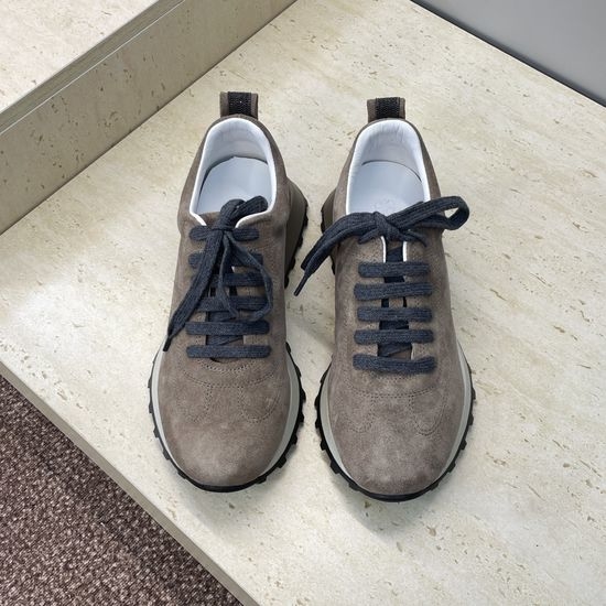 Brunello Cucinelli Beaded Pointed Toe Lace Up Casual Sneakers