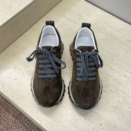 Brunello Cucinelli Beaded Pointed Toe Lace Up Casual Sneakers