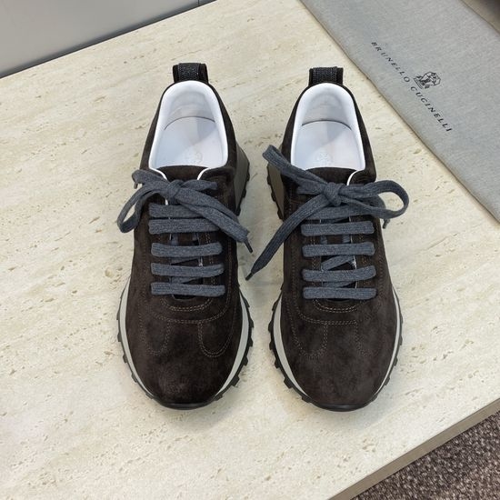Brunello Cucinelli Beaded Pointed Toe Lace Up Casual Sneakers