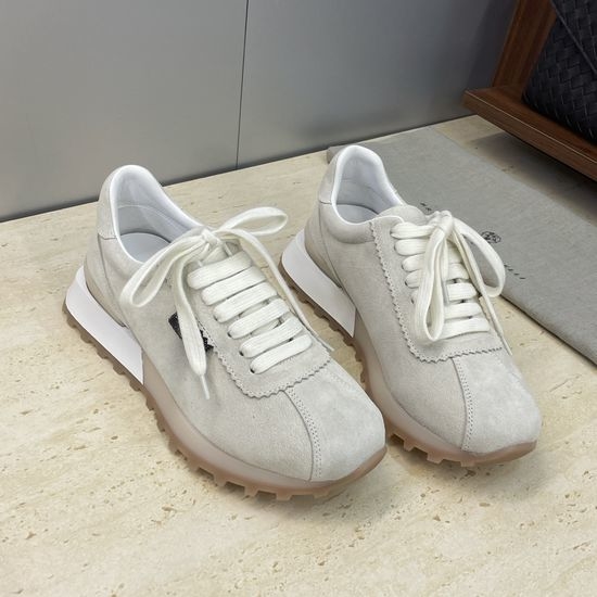 Brunello Cucinelli Color Block Lace Up Beaded Suede Platform Sneakers