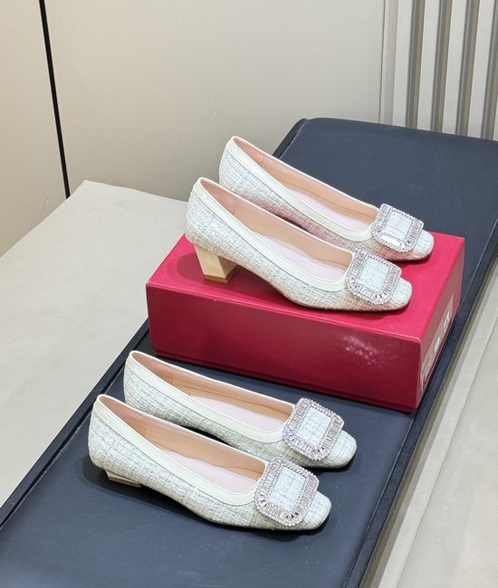 Roger Viver RV Rhinestone Buckle Sequined Upper Elegant Comfortable Flats