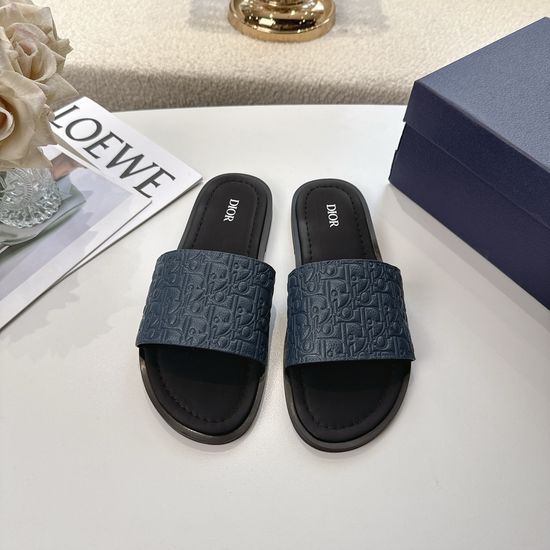 Christian Dior Textured Leather Cross Strap Casual Sandals Non-slip Sole