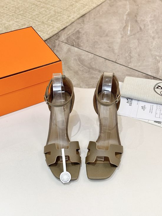 Hermes Premium Cowhide Leather Sole High Heel Dress Shoes