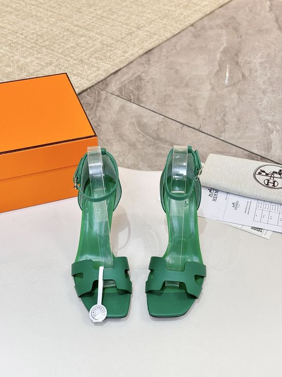 Hermes Premium Cowhide Leather Sole High Heel Dress Shoes