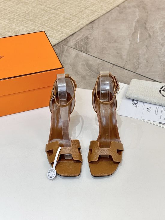 Hermes Premium Cowhide Leather Sole High Heel Dress Shoes