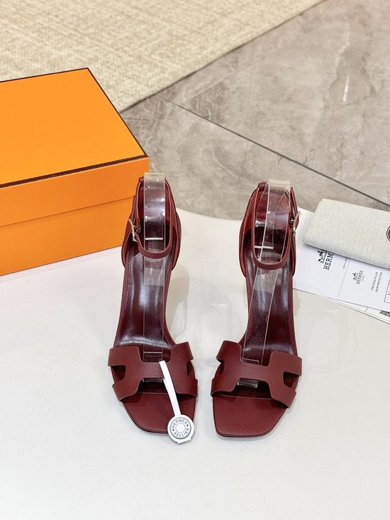 Hermes Premium Cowhide Leather Sole High Heel Dress Shoes