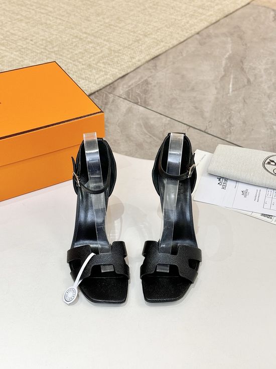 Hermes Premium Cowhide Leather Sole High Heel Dress Shoes