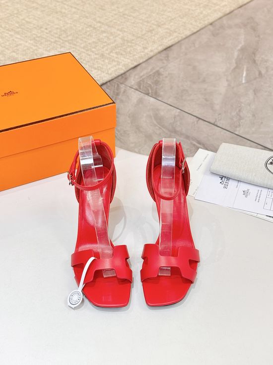 Hermes Premium Cowhide Leather Sole High Heel Dress Shoes