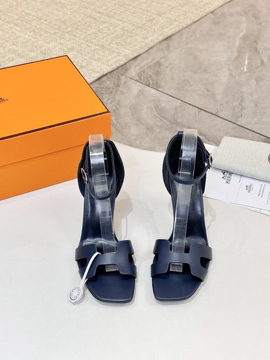Hermes Premium Cowhide Leather Sole High Heel Dress Shoes