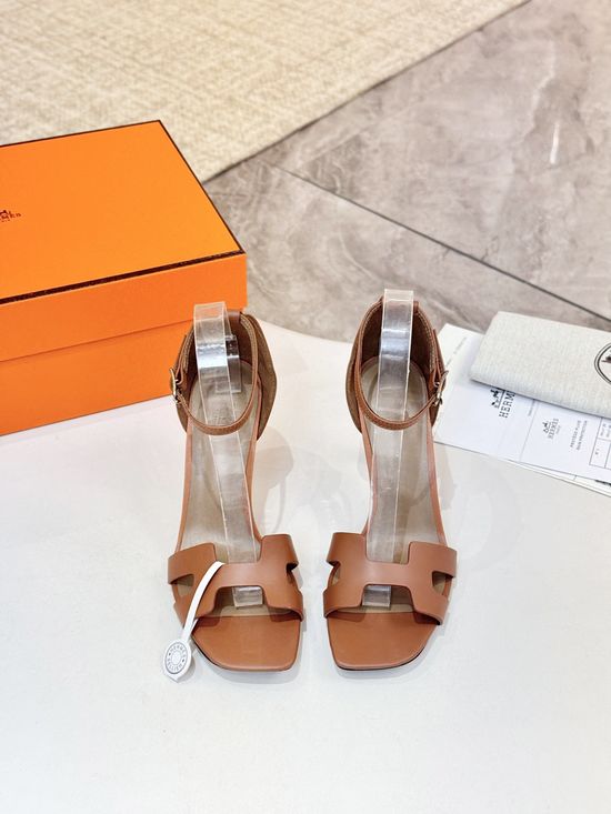 Hermes Premium Cowhide Leather Sole High Heel Dress Shoes