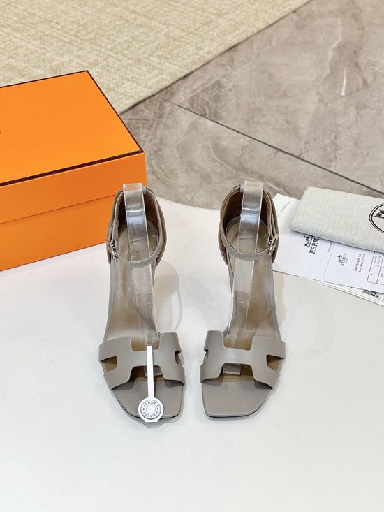 Hermes Premium Cowhide Leather Sole High Heel Dress Shoes