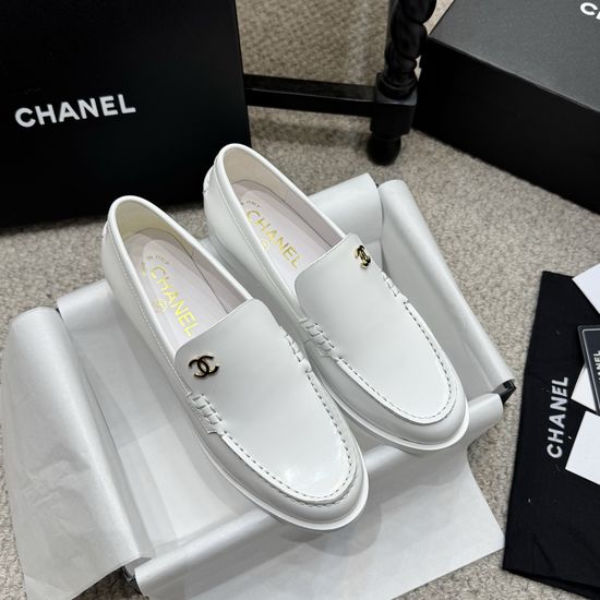 Chanel Rhinestone Buckle Leather Slip On Casual Loafer Shoes