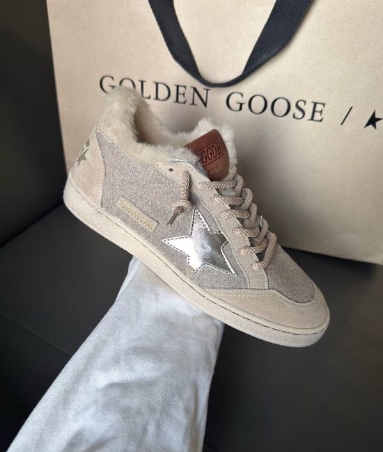 Golden Goose GGDB Casual Sneakers Gray Wool Fabric Upper Design