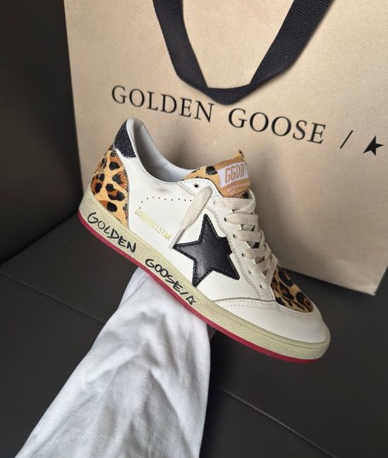 Golden Goose GGDB Casual Sneakers Leopard Print Heel Black Star