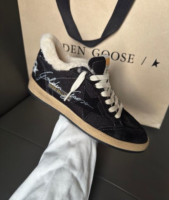 Golden Goose GGDB Black Wool Lined Distressed Warm Sneakers