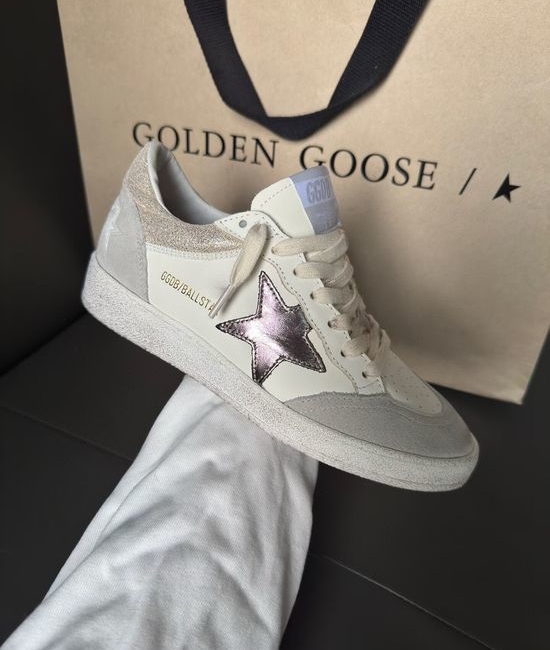 Golden Goose GGDB Casual Sneakers Cracked Gold Heel Gunmetal Star