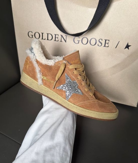 Golden Goose GGDB Brown Wool Lined Sneakers with Silver Accents