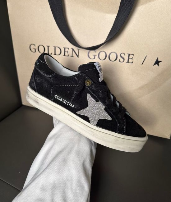 Golden Goose GGDB Black Glitter Accent High Top Sneakers