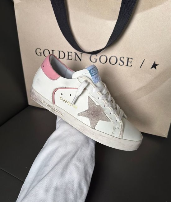Golden Goose GGDB Pink Accent Distressed Casual Sneakers